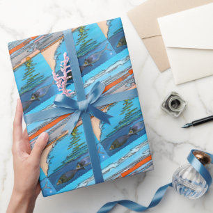8-Bit Ocean Sunrise Painting by Alfred Fox Wrapping Paper