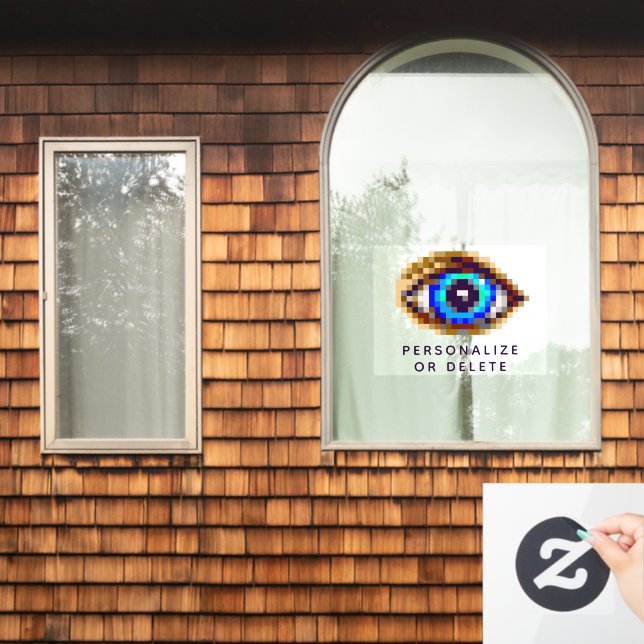 8-bit Pixel Art Eye Creepy Digital Watching You (Home Window)