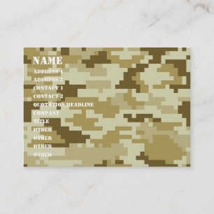 8 Bit Pixel Digital Desert Camouflage / Camo Business Card