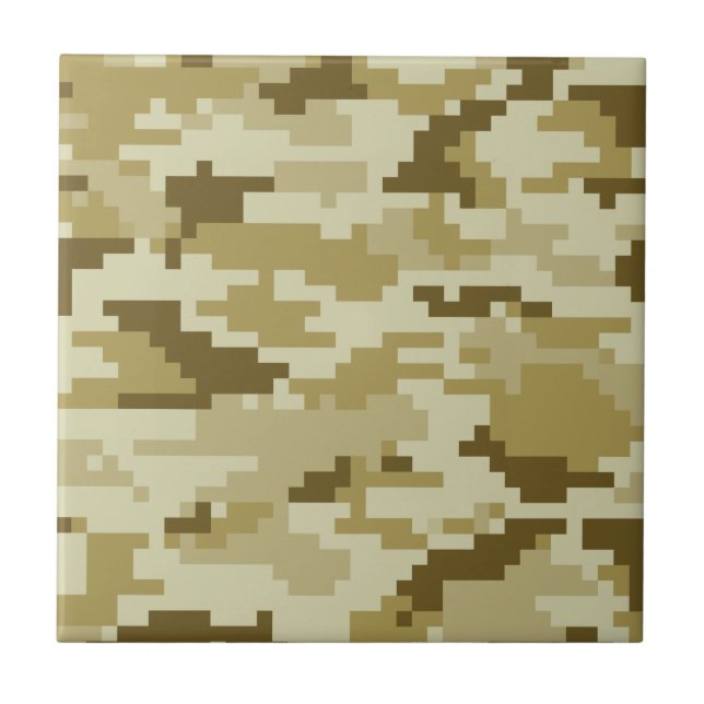 8 Bit Pixel Digital Desert Camouflage / Camo Ceramic Tile (Front)