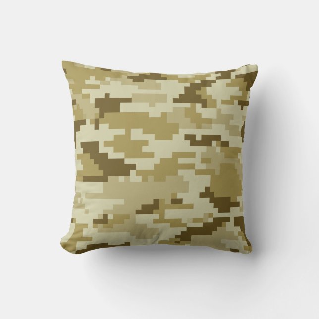 8 Bit Pixel Digital Desert Camouflage / Camo Cushion (Front)