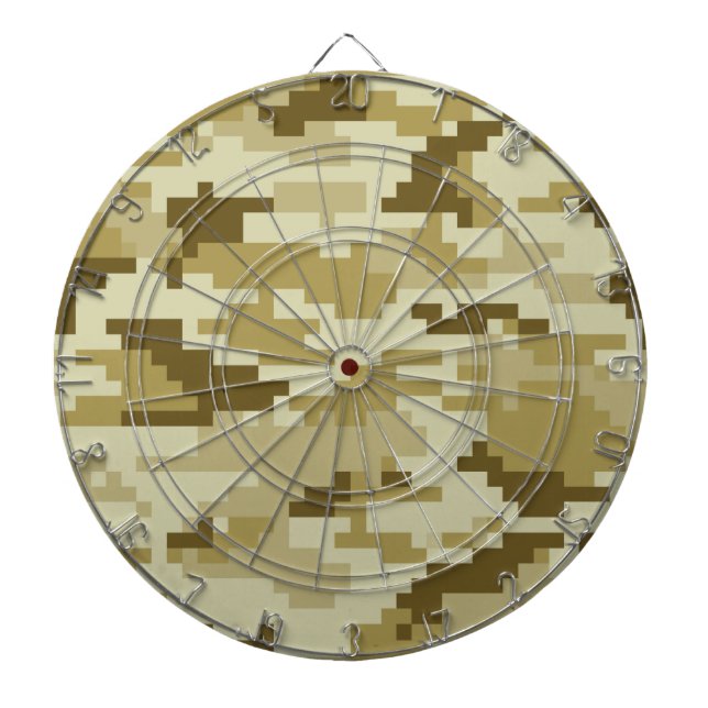 8 Bit Pixel Digital Desert Camouflage / Camo Dartboard (Front)