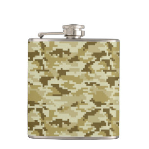 8 Bit Pixel Digital Desert Camouflage / Camo Hip Flask