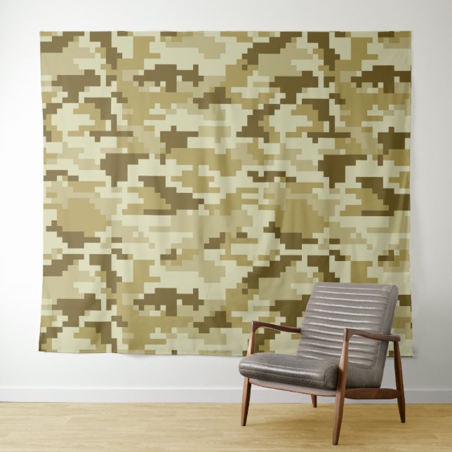 8 Bit Pixel Digital Desert Camouflage / Camo Tapestry (In Situ (Horizontal))