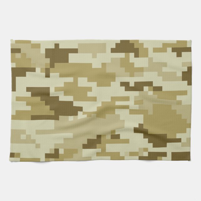 8 Bit Pixel Digital Desert Camouflage / Camo Tea Towel (Horizontal)
