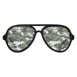 8 Bit Pixel Digital Urban Camouflage / Camo Aviator Sunglasses