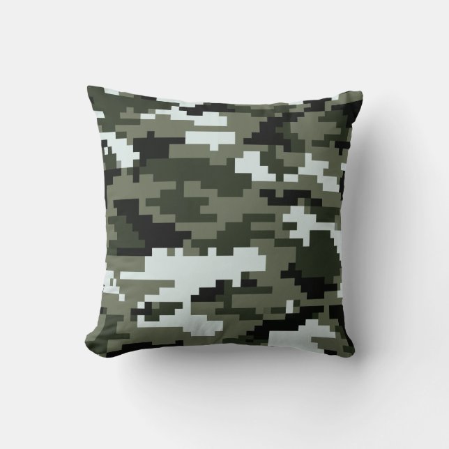 8 Bit Pixel Digital Urban Camouflage / Camo Cushion (Front)