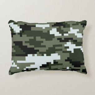 8 Bit Pixel Digital Urban Camouflage / Camo Decorative Cushion