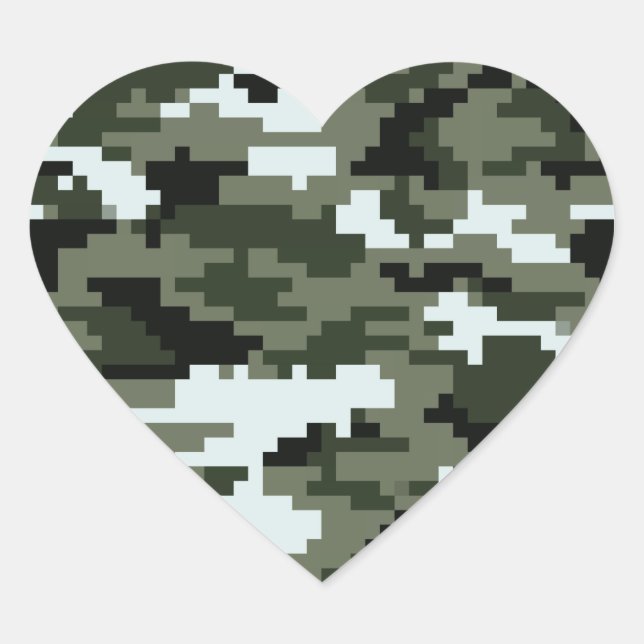 8 Bit Pixel Digital Urban Camouflage / Camo Heart Sticker (Front)