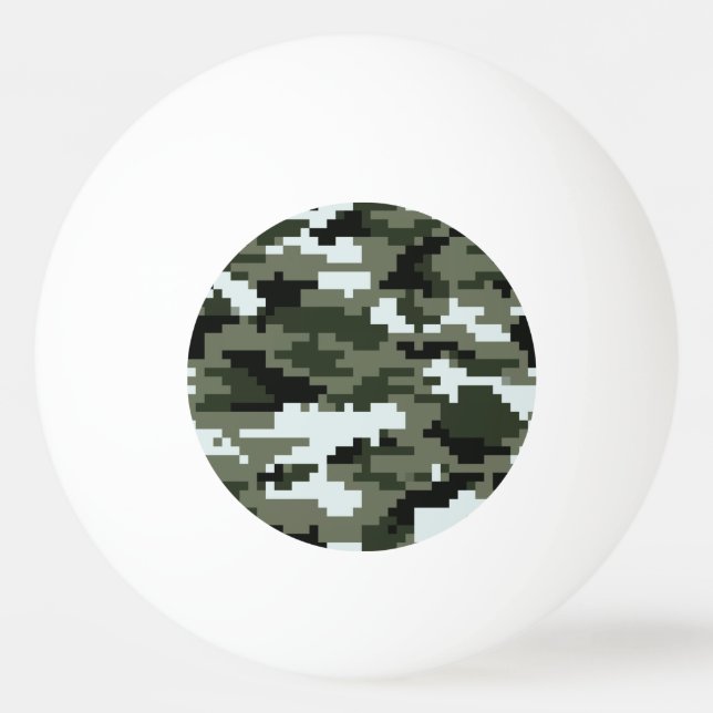 8 Bit Pixel Digital Urban Camouflage / Camo Ping Pong Ball (Front)