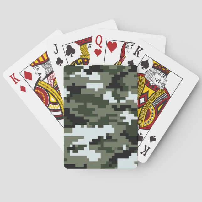 8 Bit Pixel Digital Urban Camouflage / Camo Playing Cards (Back)