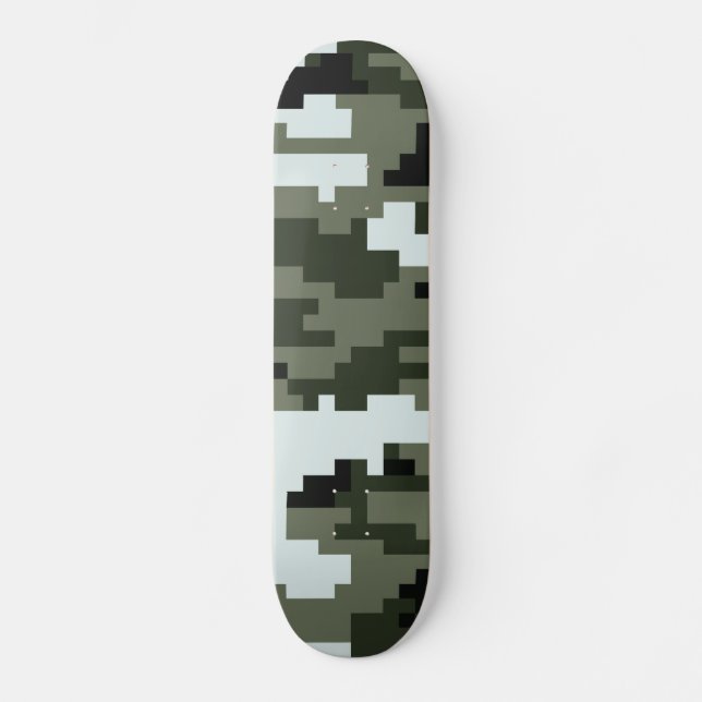 8 Bit Pixel Digital Urban Camouflage / Camo Skateboard (Front)
