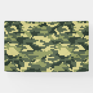 8 Bit Pixel Digital Woodland Camouflage / Camo Banner