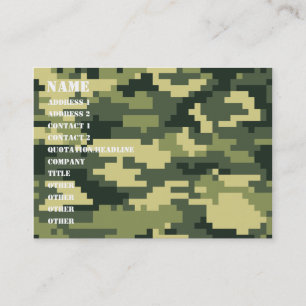8 Bit Pixel Digital Woodland Camouflage / Camo Business Card