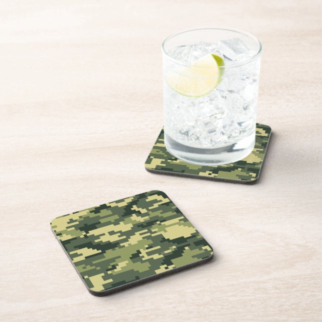 8 Bit Pixel Digital Woodland Camouflage / Camo Coaster (Right Side)