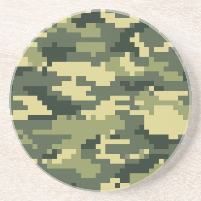 8 Bit Pixel Digital Woodland Camouflage / Camo Coaster (Front)