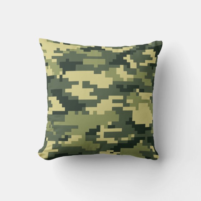 8 Bit Pixel Digital Woodland Camouflage / Camo Cushion (Front)