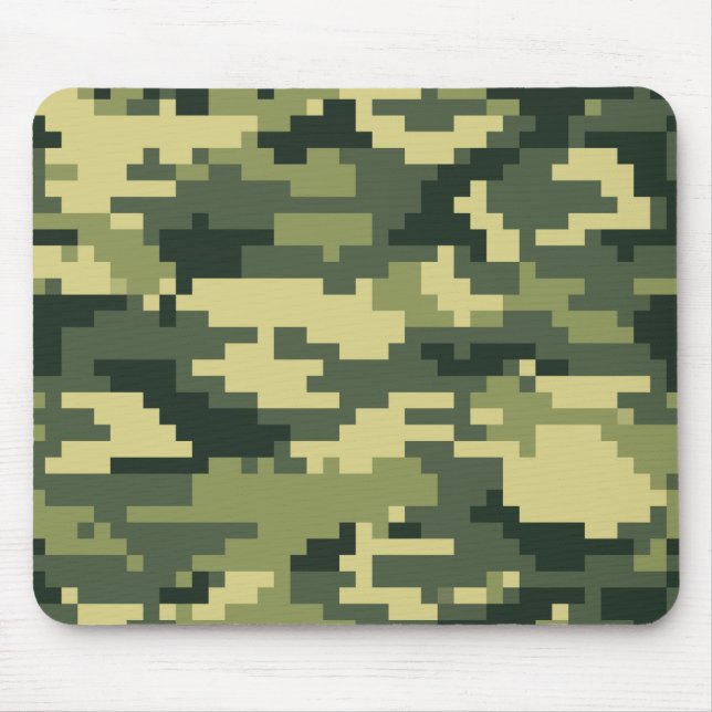 8 Bit Pixel Digital Woodland Camouflage / Camo Mouse Pad (Front)