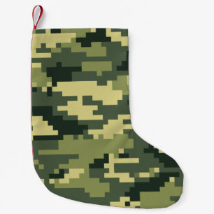 8 Bit Pixel Digital Woodland Camouflage / Camo Small Christmas Stocking
