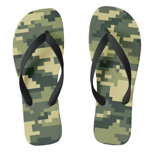 8 Bit Pixel Digital Woodland Camouflage / Camo Thongs (Footbed)