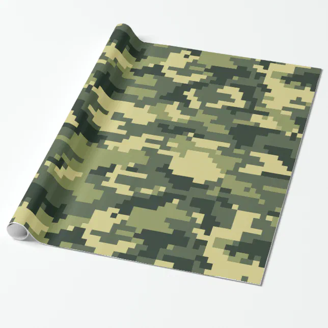 8 Bit Pixel Digital Woodland Camouflage / Camo Wrapping Paper | Zazzle