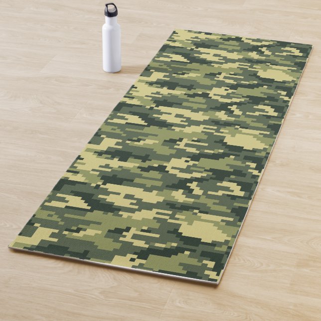 8 Bit Pixel Digital Woodland Camouflage / Camo Yoga Mat (In Situ)
