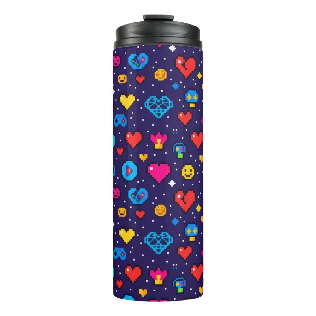 8-Bit Pixel Gaming Insulated Travel Tumbler (Front)