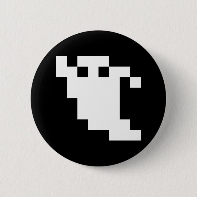 8 Bit Pixel Ghost 6 Cm Round Badge (Front)
