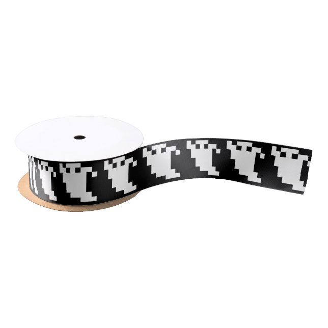 8 Bit Pixel Ghost Satin Ribbon (Spool)
