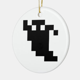 8 Bit Pixel Ghost Shadow Ceramic Tree Decoration