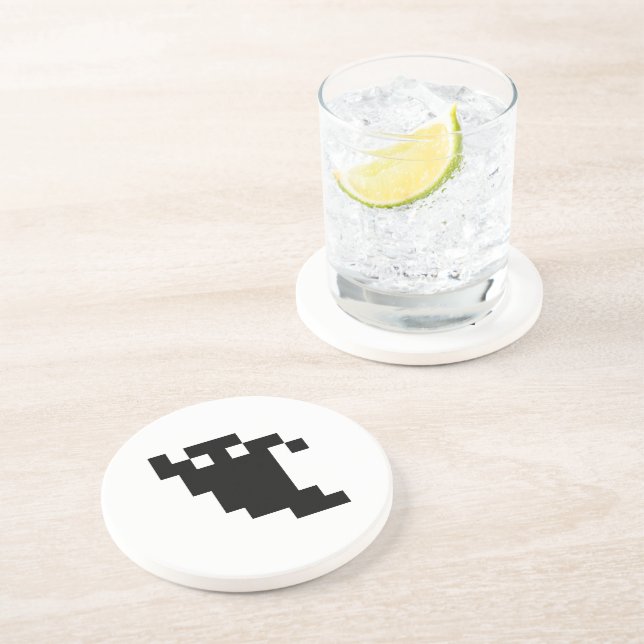 8 Bit Pixel Ghost Shadow Coaster (Side)