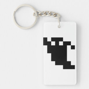8 Bit Pixel Ghost Shadow Key Ring
