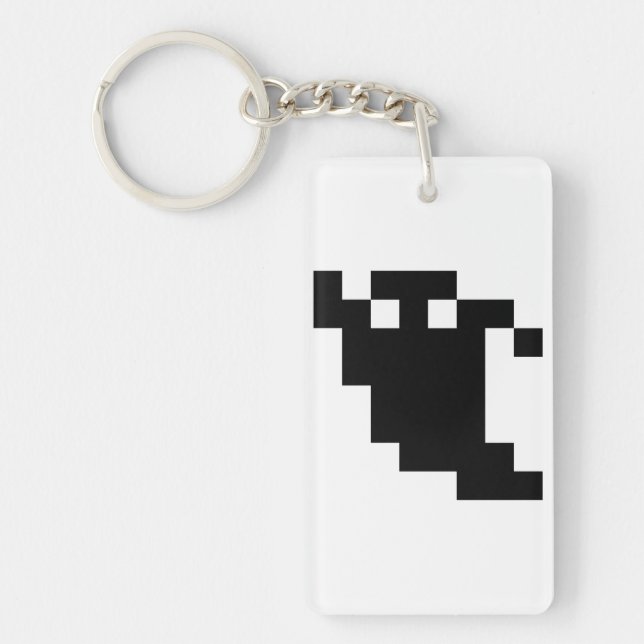 8 Bit Pixel Ghost Shadow Key Ring (Front)