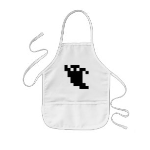 8 Bit Pixel Ghost Shadow Kids Apron
