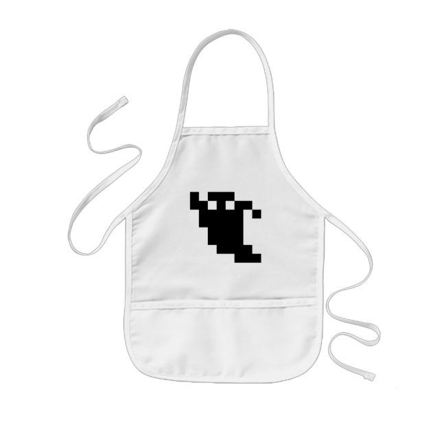 8 Bit Pixel Ghost Shadow Kids Apron (Front)