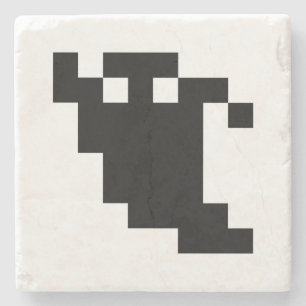 8 Bit Pixel Ghost Shadow Stone Coaster