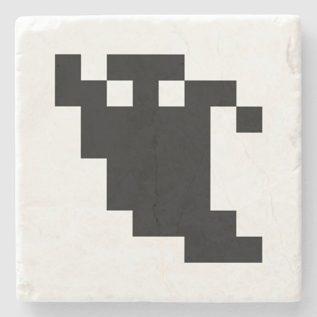 8 Bit Pixel Ghost Shadow Stone Coaster (Front)