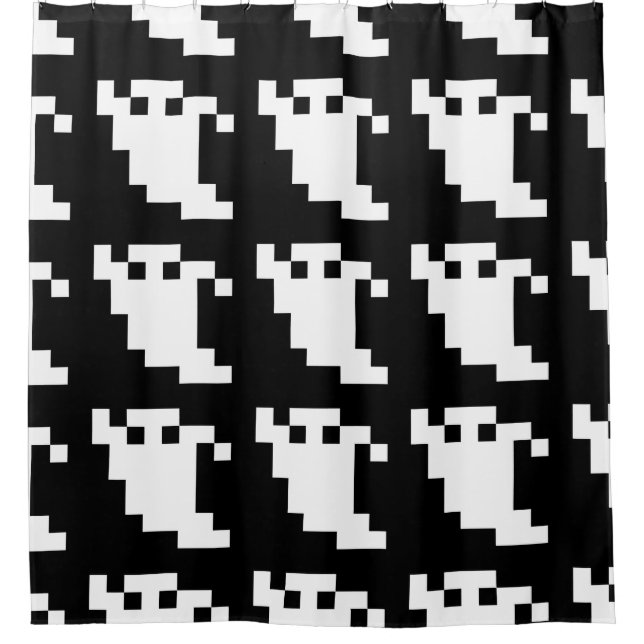 8 Bit Pixel Ghost Shower Curtain (Front)