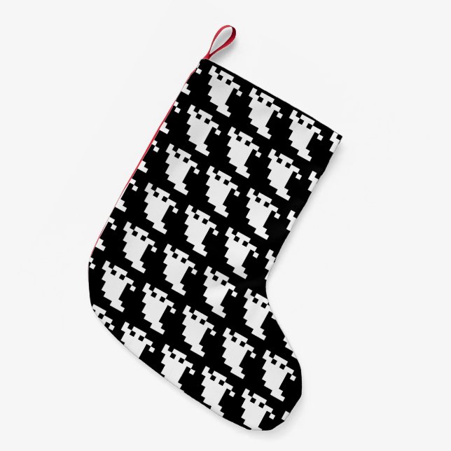 8 Bit Pixel Ghost Small Christmas Stocking (Front (Hanging))