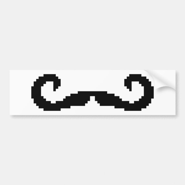 8 Bit Pixel Handlebar Moustache Bumper Sticker (Front)