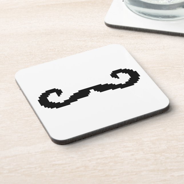8 Bit Pixel Handlebar Moustache Coaster (Left Side)