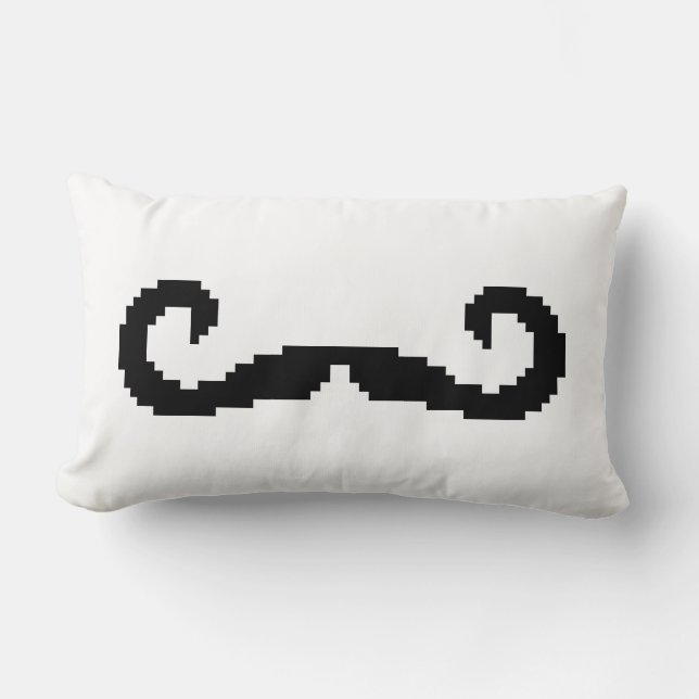 8 Bit Pixel Handlebar Moustache Lumbar Cushion (Front)