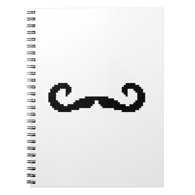 8 Bit Pixel Handlebar Moustache Notebook (Front)