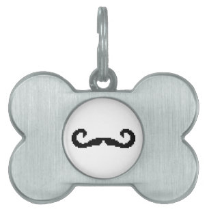 8 Bit Pixel Handlebar Moustache Pet Tag