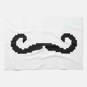 8 Bit Pixel Handlebar Moustache Tea Towel