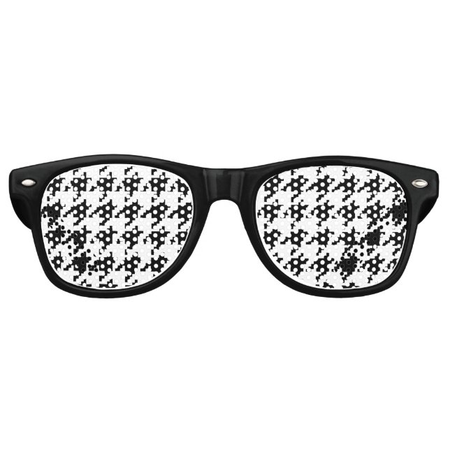 8 Bit Pixel Houndstooth Check Pattern Retro Sunglasses (Front)