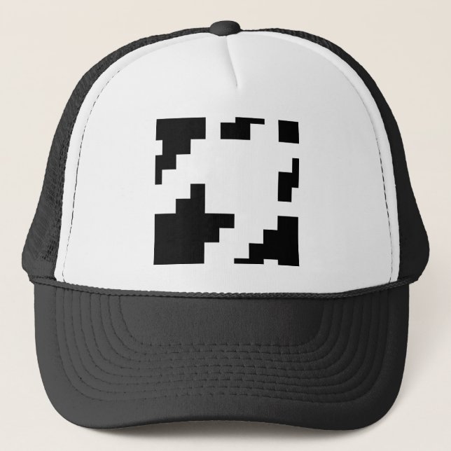 8 Bit Pixel Houndstooth Check Pattern Trucker Hat (Front)