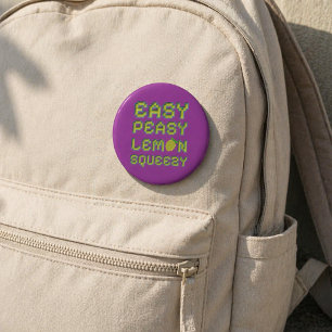 8-Bit Pixel Lemon Purple Round Pin