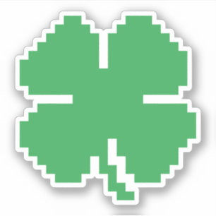 8 Bit Pixel Lucky Four Leaf Clover