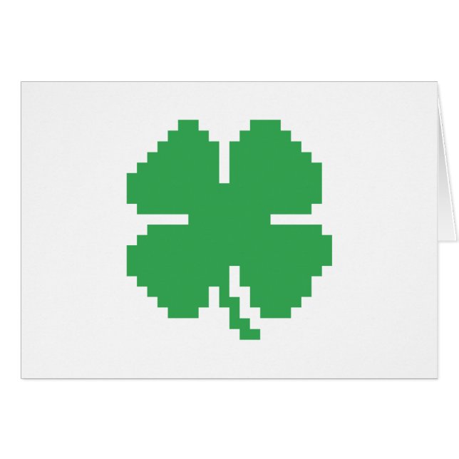 8 Bit Pixel Lucky Four Leaf Clover (Front Horizontal)